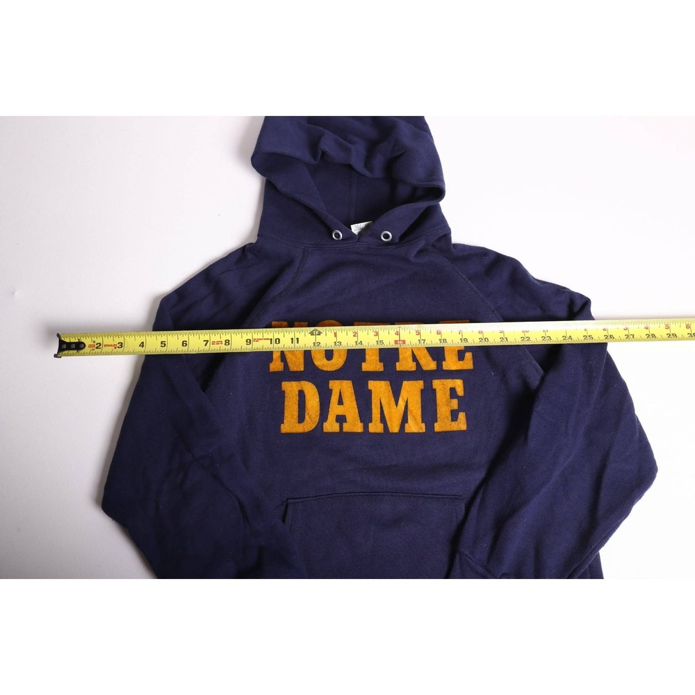 Vintage Champion Notre Dame Hoodie Navy Blue Flocked Medium Made in USA 70s 80s - Picture 7 of 7